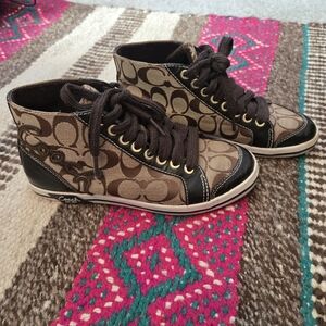 Coach Women's High-Top Sneakers in Brown and Black